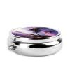 Round Metal Pill Organizer with Coconut Tree Print, 3 Compartments, Purple view 3