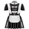 MSemis 3-Piece Women's French Maid Patent Leather Costume Set, Black view 3