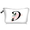 Personalized White Makeup Bag with Floral Letter A-Z Design view 1
