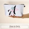Personalized White Makeup Bag with Floral Letter A-Z Design view 4