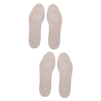 SOLUSTRE 2 Pairs Breathable Cowhide Leather Insoles, Durable Odor-Absorbing Insoles for Sports and Casual Shoes, Pressure-Relieving