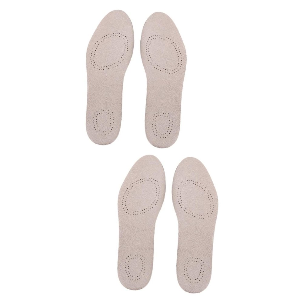 SOLUSTRE 2 Pairs Breathable Cowhide Leather Insoles, Durable Odor-Absorbing Insoles for Sports and Casual Shoes, Pressure-Relieving