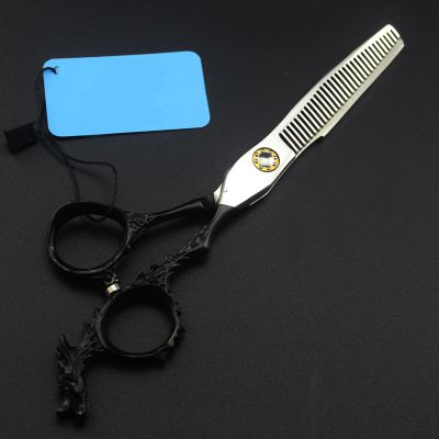 RWRAPS Professional Hairdressing Scissors, Sword Scissors, Cutting and Thinning Scissors with Black Dragon Handle, Set with Case