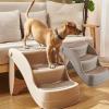 3-Step Folding Dog Stairs for Bed or Sofa, Non-Slip, Beige view 2