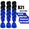 Jumbo Synthetic Kanekalon Braiding Hair Extensions, DIY Twist Crochet Braids, Ombre 2-Tone, 3 Pieces, 24 in, B21 Black to Blue view 2