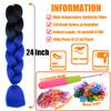 Jumbo Synthetic Kanekalon Braiding Hair Extensions, DIY Twist Crochet Braids, Ombre 2-Tone, 3 Pieces, 24 in, B21 Black to Blue view 3