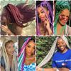 Jumbo Synthetic Kanekalon Braiding Hair Extensions, DIY Twist Crochet Braids, Ombre 2-Tone, 3 Pieces, 24 in, B21 Black to Blue view 4