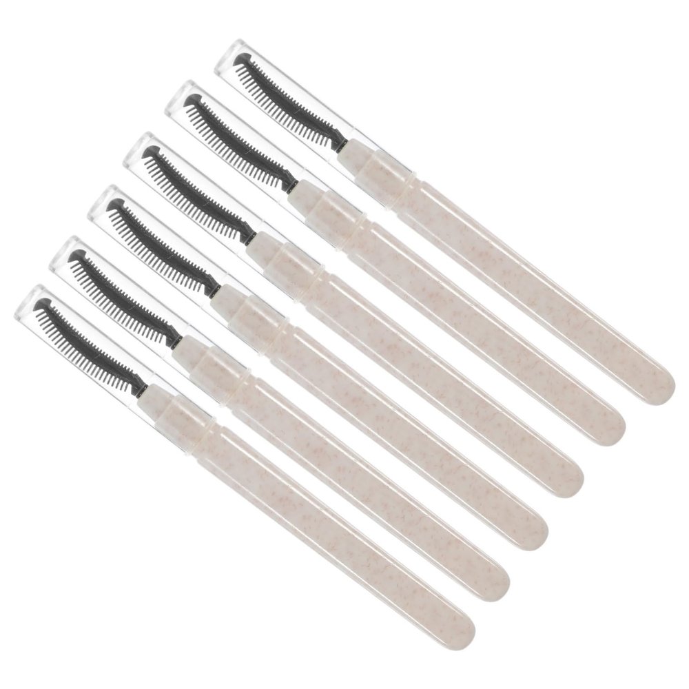 6 Silicone Mascara Brushes with Caps, White