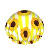 Striped Sunflower Shower Cap, Waterproof Double-Layer Hair Cover view 1