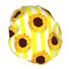 Striped Sunflower Shower Cap, Waterproof Double-Layer Hair Cover view 2