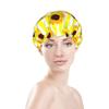 Striped Sunflower Shower Cap, Waterproof Double-Layer Hair Cover view 3