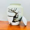 Handmade Urn for Human Ashes with Swamp Deer Print view 3