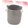 Round Light Gray Cotton Rope Laundry Basket, Large Capacity view 3