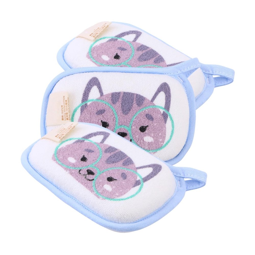 FOMIYES 3-Piece Bath Sponges for Boys and Girls, Absorbent, Soft Animal Designs for Home and Travel