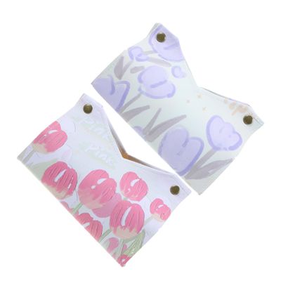 2-Piece PU Leather Tissue Box Covers with Tulip Pattern