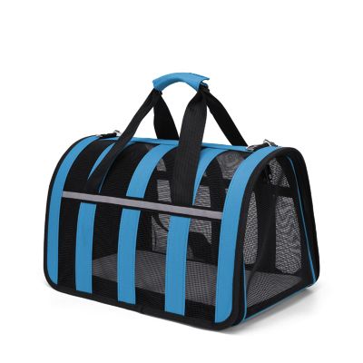 Treer Foldable Pet Carrier for Dogs and Cats, 48 x 27 x 27 cm, Blue