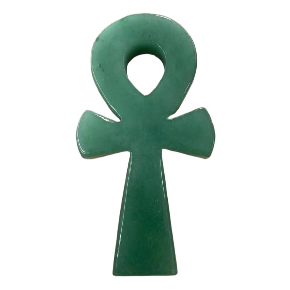 KatLin Natural Donglin Jade Crystal, Symbolic Point of the Egyptian Goddess of the Cross, Healing Reiki Ornament (Size: 70 mm)