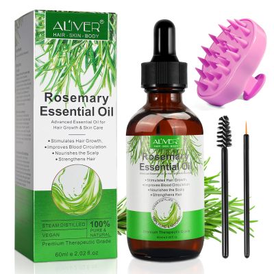 Rosemary Oil for Hair Growth, 60 mL, with Silicone Scalp Massager