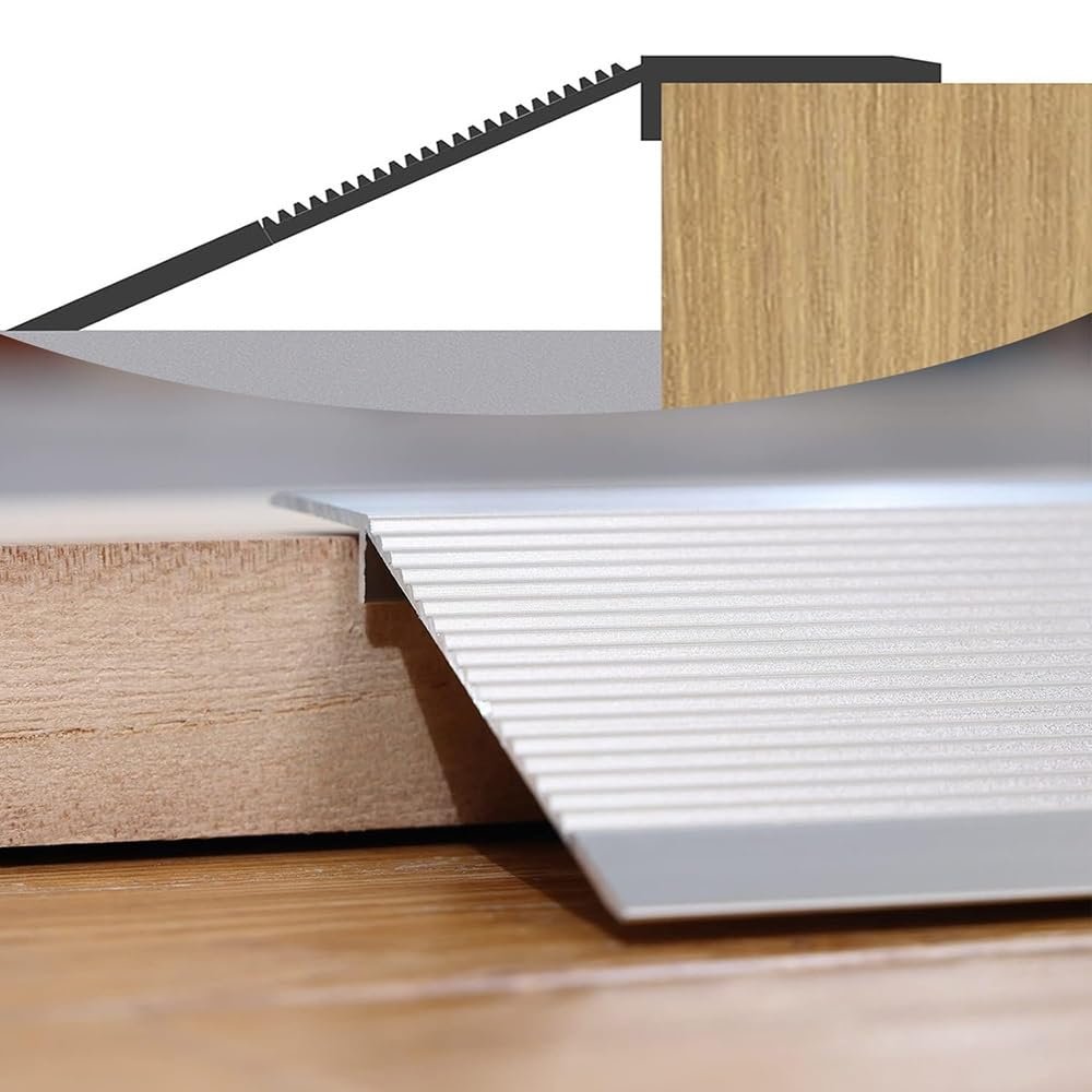 IkErna Aluminum Floor Transition Strip, Reducer Threshold Ramp, 10–40 mm Height, 120 cm, H 40 mm