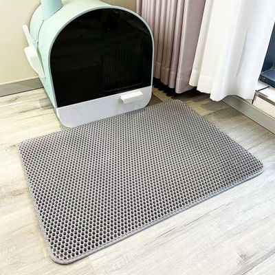 Double-Layer Honeycomb Cat Litter Mat, EVA, Waterproof, Gray, 23.6 x 35.4 in