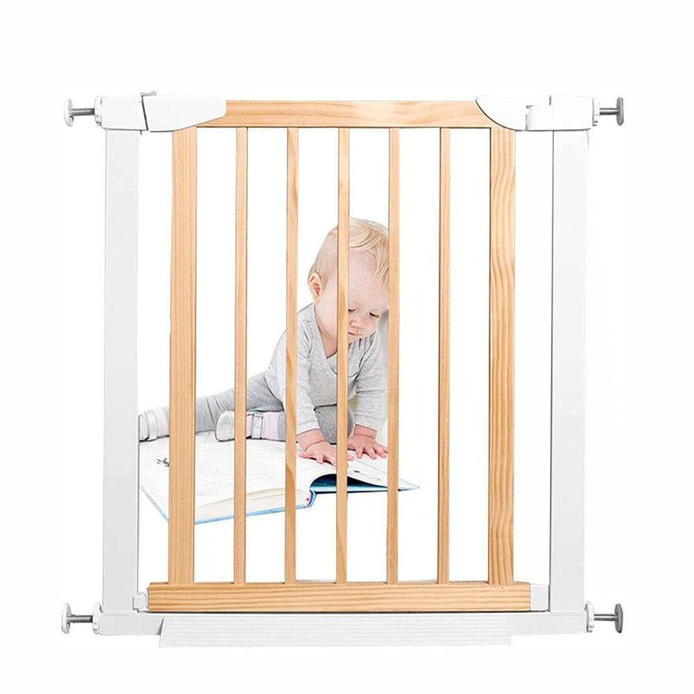 FLYIFE Pet Playpen and Safety Gate, Pressure-Mounted Pet Barrier, Automatic Closing, Safety Fence for Children, Stair Gate, 90° Two-Way Opening/Stay-Open Door for Children and Toddlers