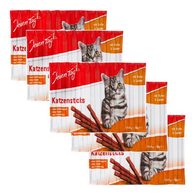 Jeden Tag Cat Sticks & Chew Sticks with Turkey & Liver, 10 x 5 g | Complementary Pet Food with No Added Sugar or Artificial Colors
