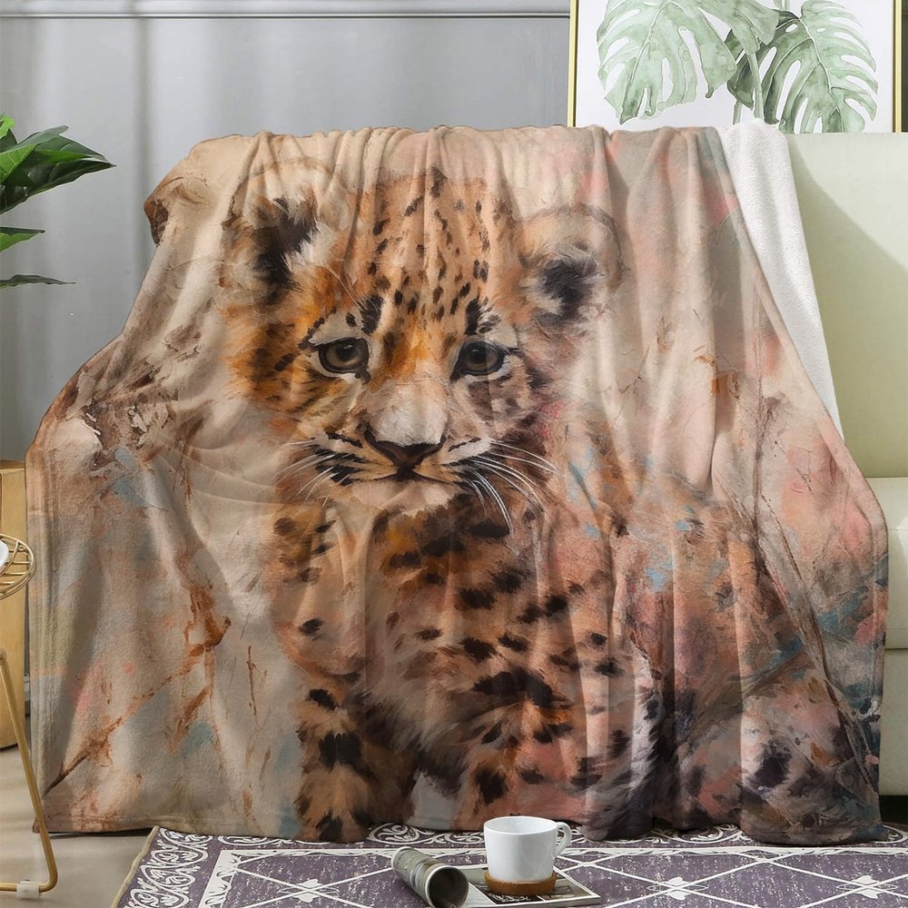 Soft Tiger Fleece Blanket, 150 x 200 cm, Cute Animal Design