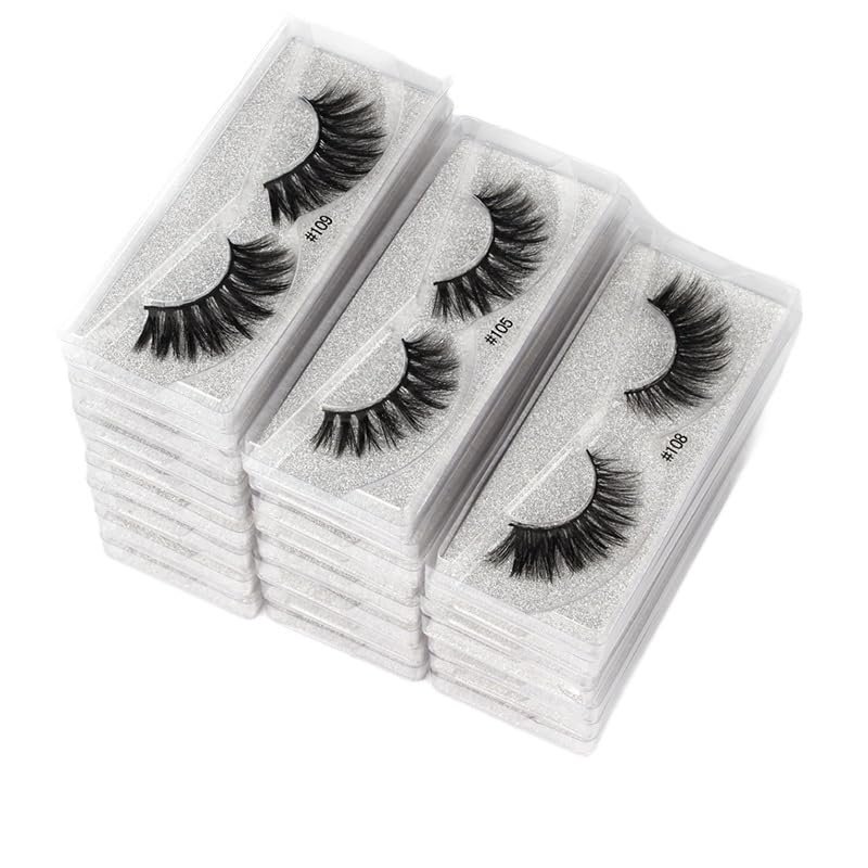 UAMOU Mink Eyelash Set, 10/30/50/100 Pieces, Natural Long 3D Fluffy False Eyelashes, Cheerfully (Color: 40 Pairs Silver)