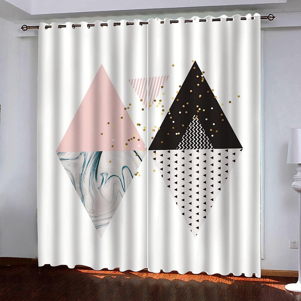 3D Blackout Curtains with Simple Diamond Pattern for Bedroom or Nursery, 2-Pack, 170 x 200 cm