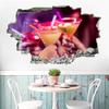 3D Hole-in-the-Wall Cocktail Glass Wall Sticker, Removable, 90 x 60 cm view 4