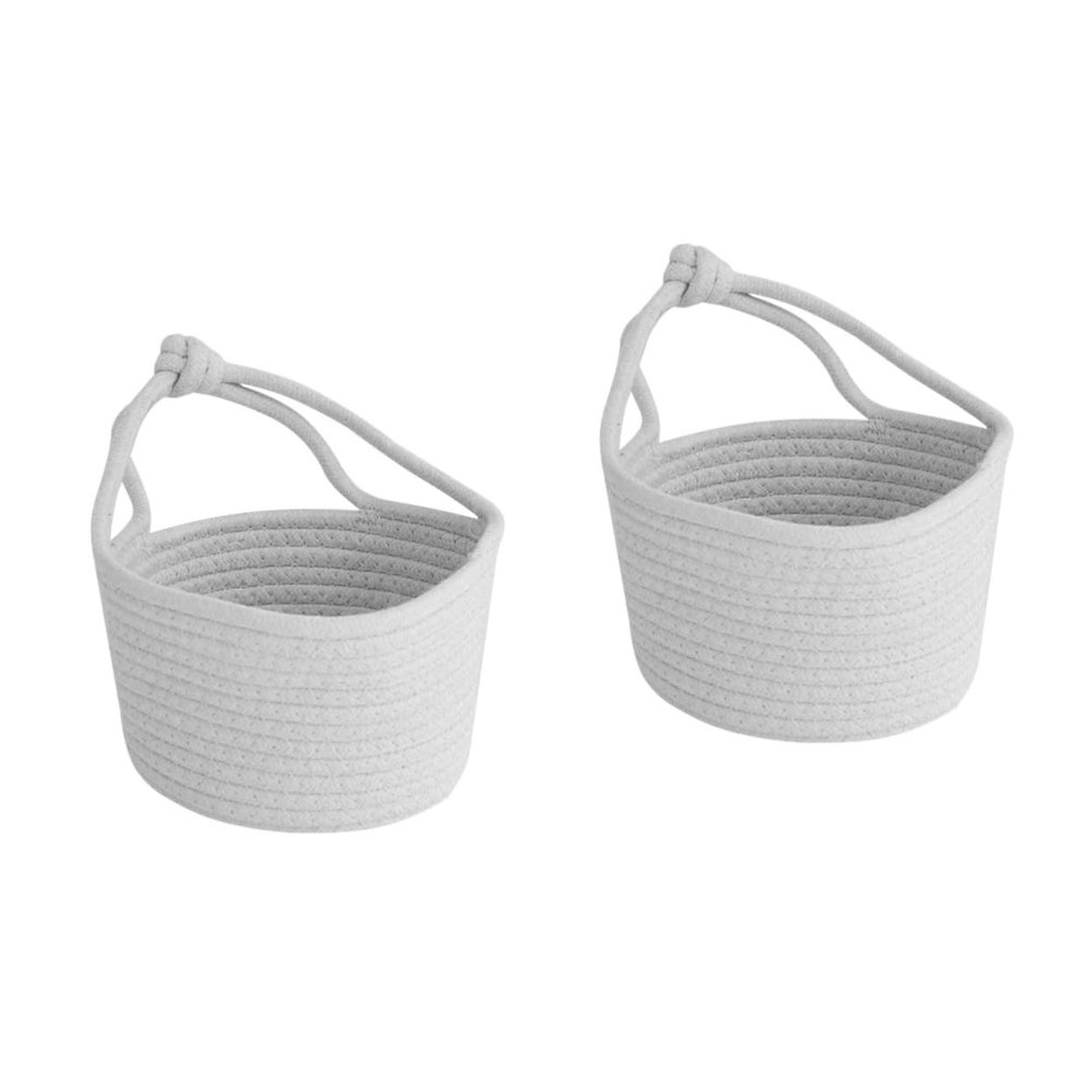 MAGICLULU Set of 2 Round Hanging Cotton Rope Storage Baskets