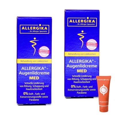 ALLERGIKA Eyelid Cream MED, 15 ml | For Treating Eyelid Eczema | Relief from Redness, Scaling and Dryness | Value Set plus Pharma Perle Giveaway (2 x 15 ml)