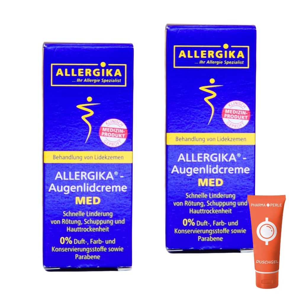 ALLERGIKA Eyelid Cream MED, 15 ml | For Treating Eyelid Eczema | Relief from Redness, Scaling and Dryness | Value Set plus Pharma Perle Giveaway (2 x 15 ml)
