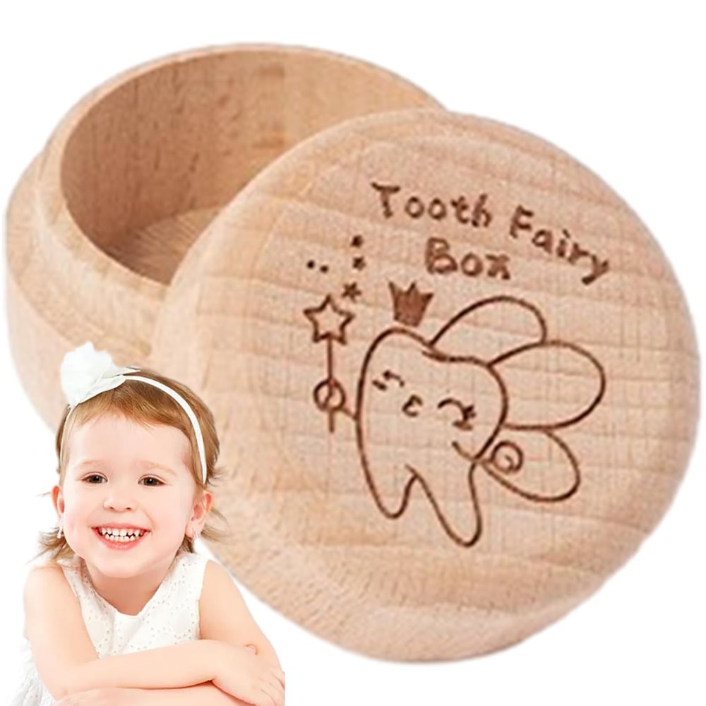 Eastuy Baby Tooth Keepsake Box, Baby Tooth Box, Wooden Baby Keepsake Box