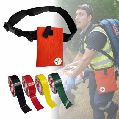 Triage Tape & Belt Pouch Kits, Outdoor First Aid Supplies (Black: Deceased, Red: Immediate, Yellow: Delayed, Green: Minor)