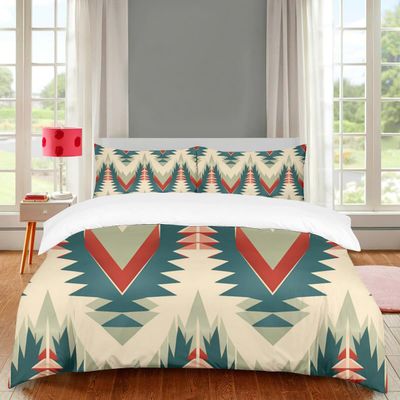 3-Piece Vintage Sawtooth Duvet Cover Set for Double Beds, Various Sizes