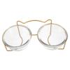 FOMIYES Elevated Cat Food Bowl with Stand, Glass and Metal, Angled Double-Bowl Design view 1
