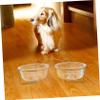 FOMIYES Elevated Cat Food Bowl with Stand, Glass and Metal, Angled Double-Bowl Design view 2