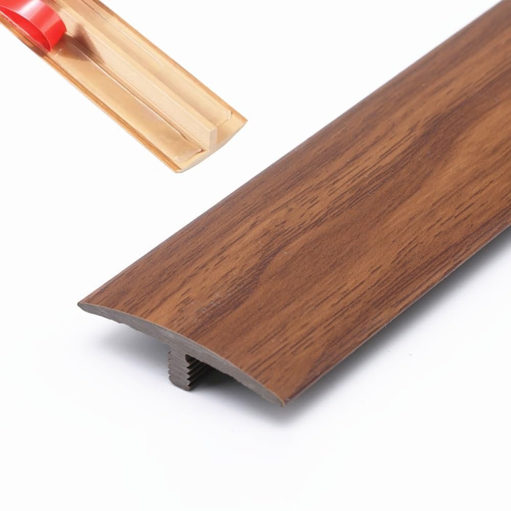 IkErna T-Shaped PVC Floor Transition Strips, Self-Adhesive Door Threshold Reducers for Tile/Carpet, 4 cm Wide, 5-Pack