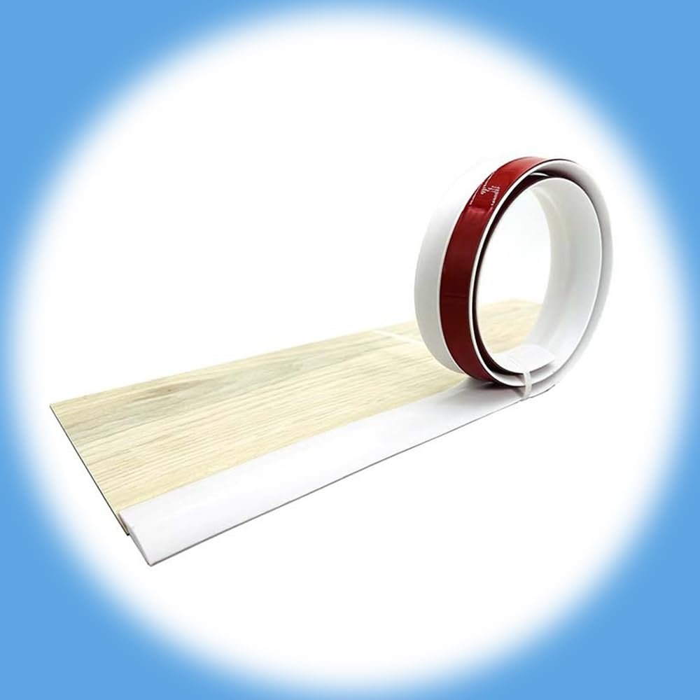 IkErna L100 Self-Adhesive PVC Floor Transition Strip, White, 3.5 cm W × 0.8–1 cm H