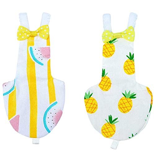Oikabio Reusable Washable Bird Diapers, Parrot Clothing, Flight Suit, Dress for Parakeets, Cockatiels and African Macaws, 2-Pack