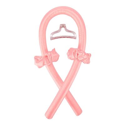 Heatless Curling Rod Headband, Silk Hair Curler with Clip, Flamingo