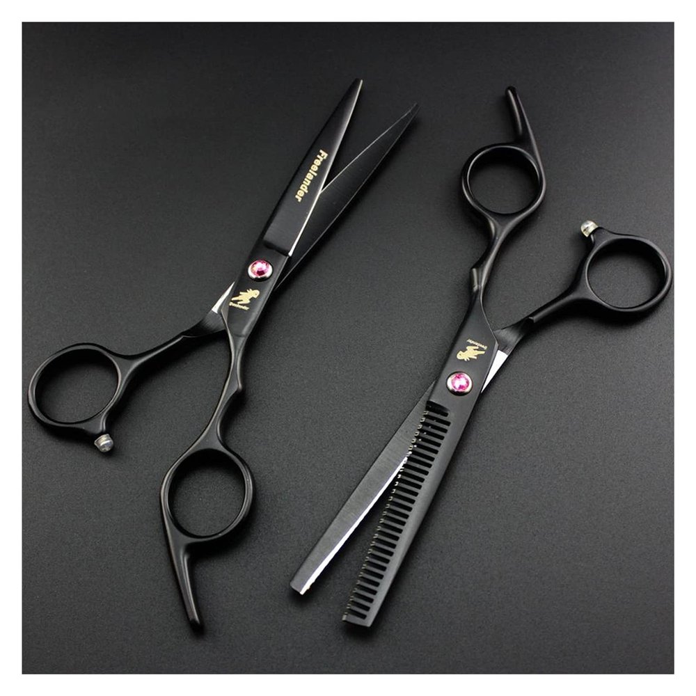 RWRAPS 6.0-Inch Black Professional Hair-Cutting and Thinning Shears Set, Without Case