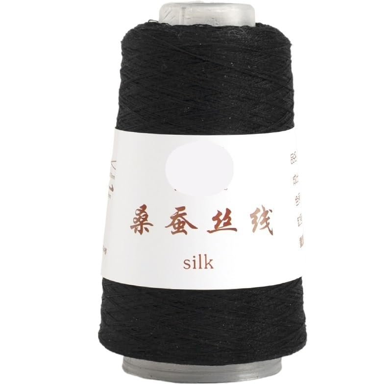 100 g Pure Mulberry Silk Thread for Hand Knitting and Crochet, Black