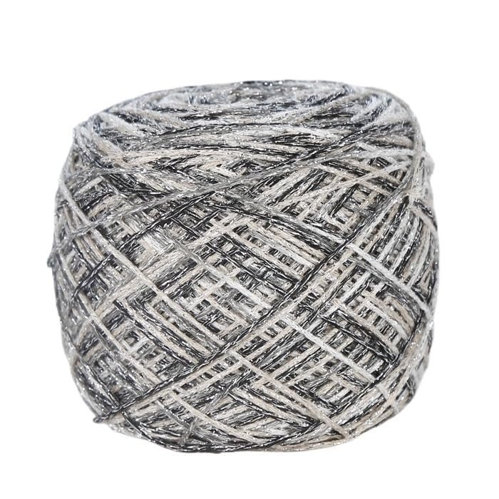 LiuliuBull 100 g Handmade DIY Knitting Yarn, Crochet Yarn Chain with Hollow Cotton Hook (Color: Black and White Gray)