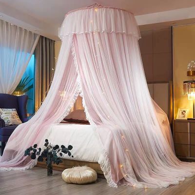 AfGift Princess Mosquito Bed Canopy with LED Light, Dome Net for Twin to King Beds