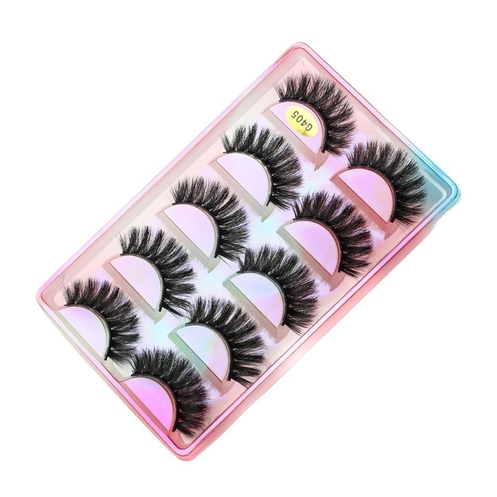 UAMOU Mink Lashes Bulk 5 Pairs, Natural Long 3D False Eyelashes, Fluffy Makeup Lashes, Cheerfully (Color: G405; Size: 20 Boxes/100 Pairs)