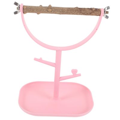 DOITOOL Portable Plastic and Wood Bird Stand with Claw-Grinding Function for Parrots and Budgies