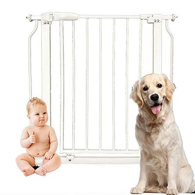 FLYIFE Pet Gate, Pressure-Mounted Safety Gate for Doors, Retractable Pet Gate, Wide Metal, Extra-Wide Stair Safety Barrier for Stair Railings, 158–169.9 cm