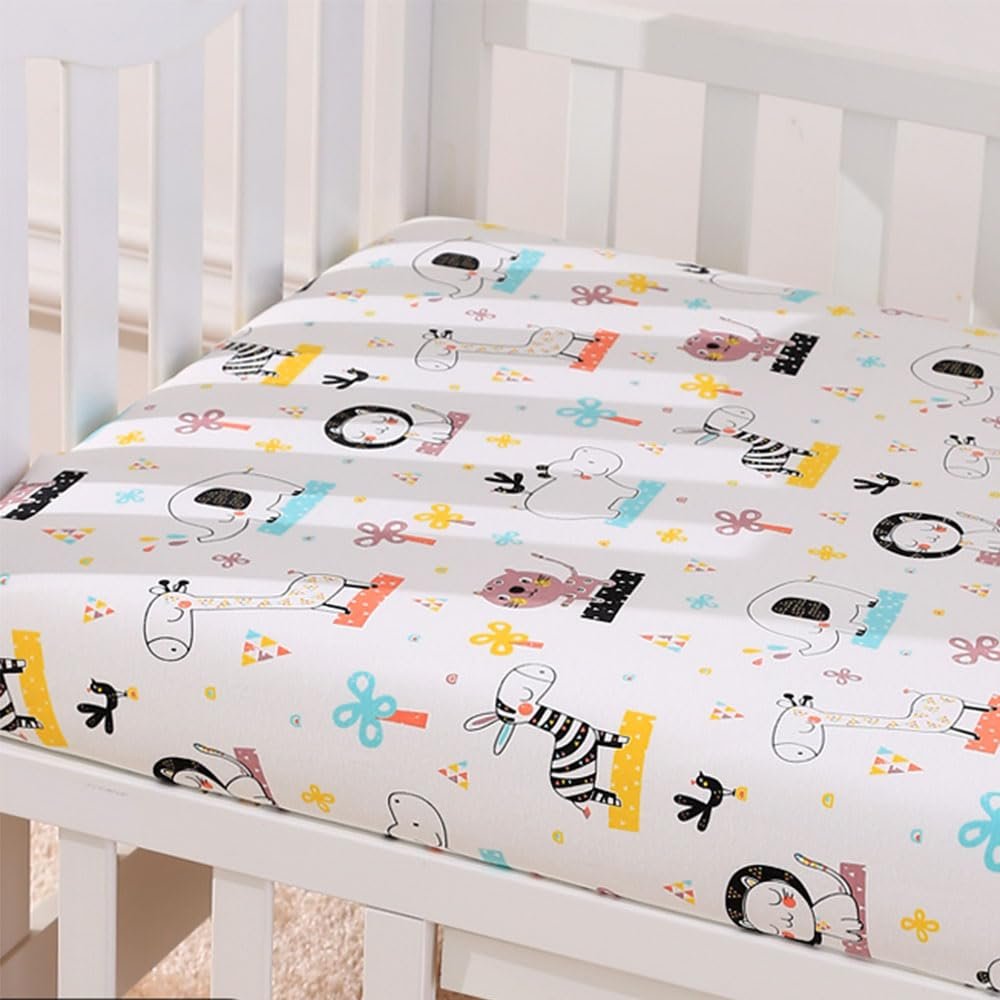 Odot Fitted Sheet for Baby Crib and Stroller Mattress, Soft Cotton, Zebra, 100 x 56 x 6 cm